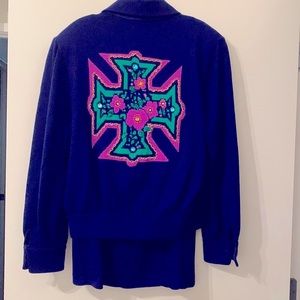 St John jeweled skirt suit.